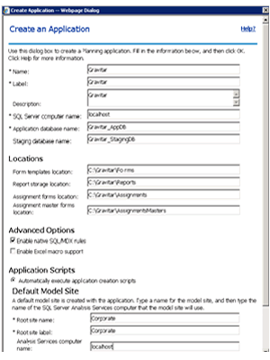 Planning Administration Console_Crear_Aplicacion